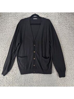 Kallspin Sweater Womens Large Black Cashmere Blend Button Up Cardigan *Read*
